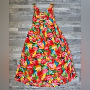 Rene Derby Multicolor Floral Sundress Sleeveless Back Cutout K23 fairycore